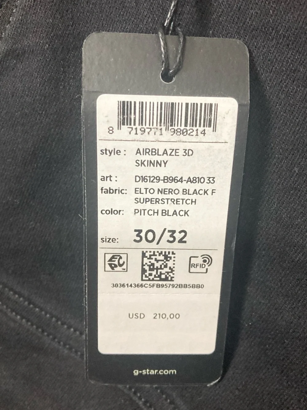 G-Star Black Cargo Slim Tapered Pants AIRBLAZE 3D